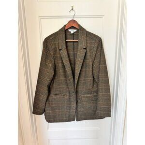 Old Navy - Relaxed Twill Blazer - Brown Plaid - Size Large
